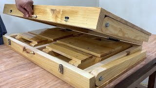 Amazing Creative Woodworking // Very Smart Pocket Multi-Function Folding Table // DIY Folding Table