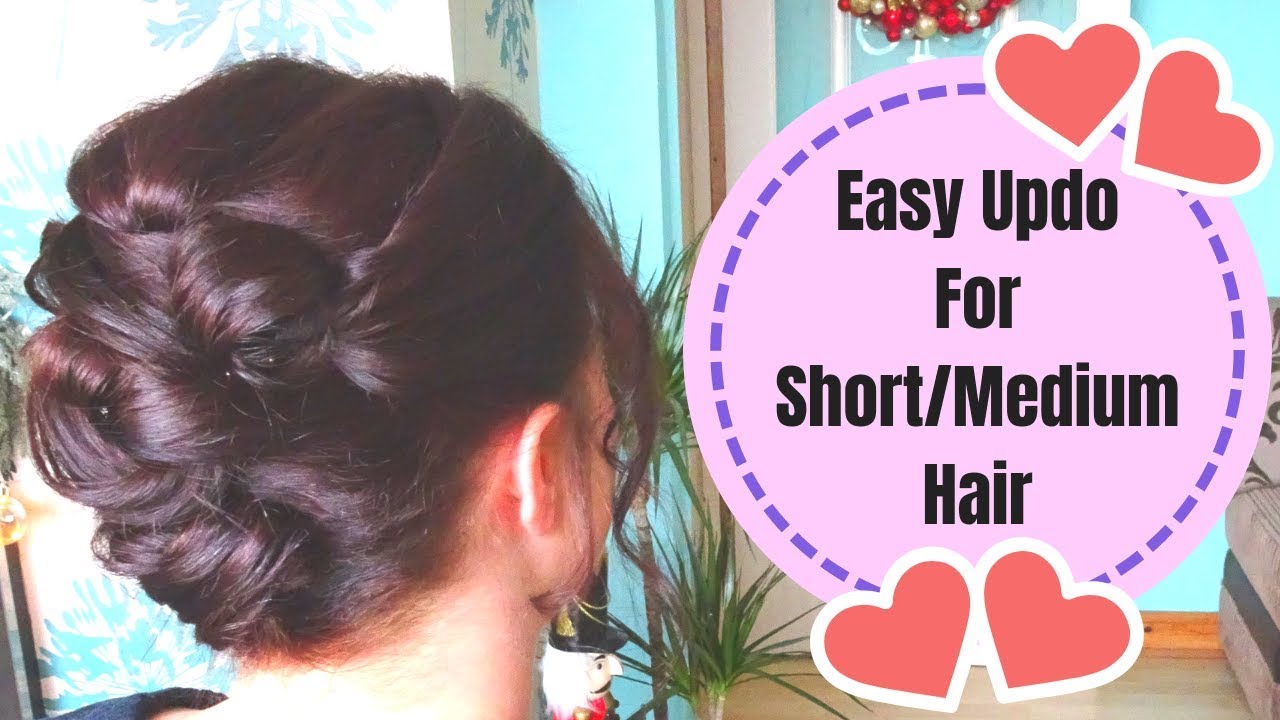 Easy updo for short to medium length hair - how to hairstyle - YouTube