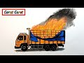 truk terbakar di jalan raya ...#menggambartruk