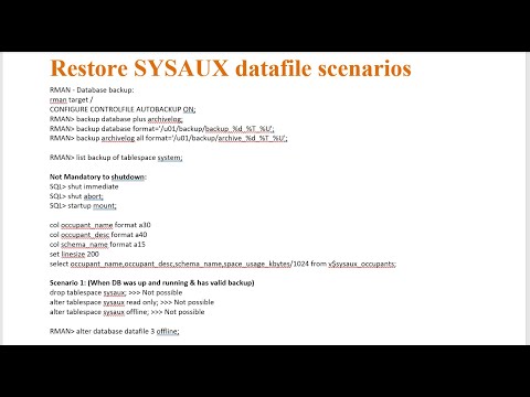 RMAN Recovery Scenario - SYSAUX datafile corrupted or lost - What to do?