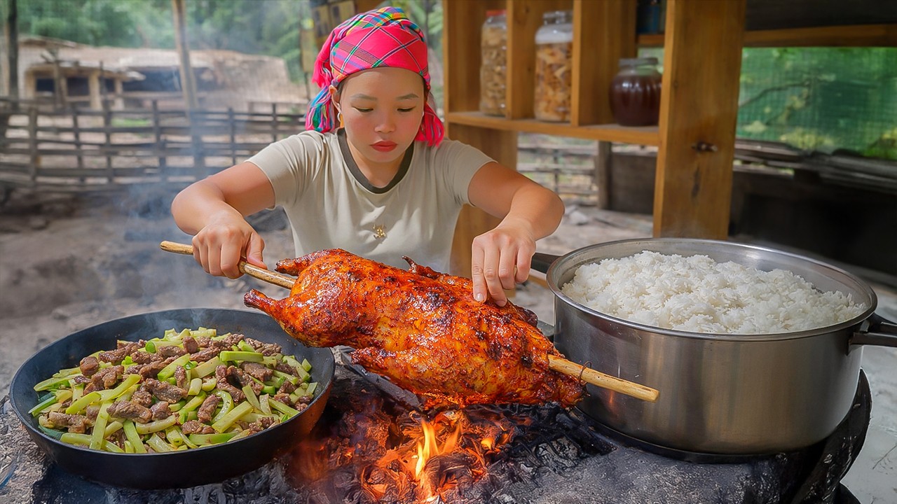 Making GRILLED GINGER CHICKEN Dinner by Cooking Family Recipe | Cooking and Harvesting | Simple Life
