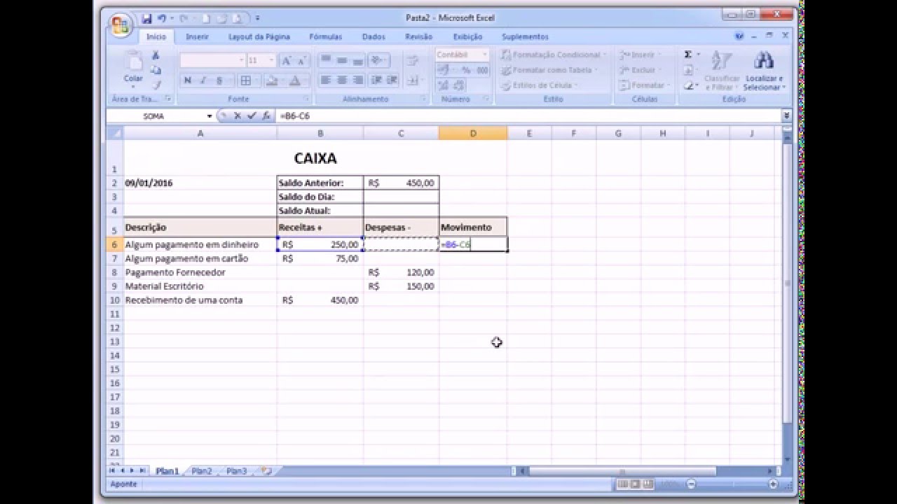 Como fazer uma planilha excel de fluxo de caixa diario 