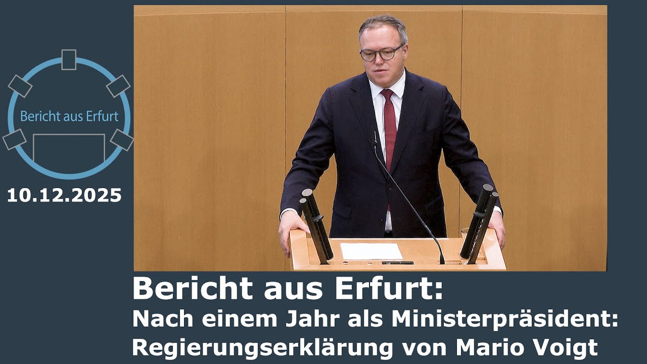 Bericht aus Erfurt: Nach einem Jahr als Ministerpräsident: Regierungserklärung von Mario Voigt