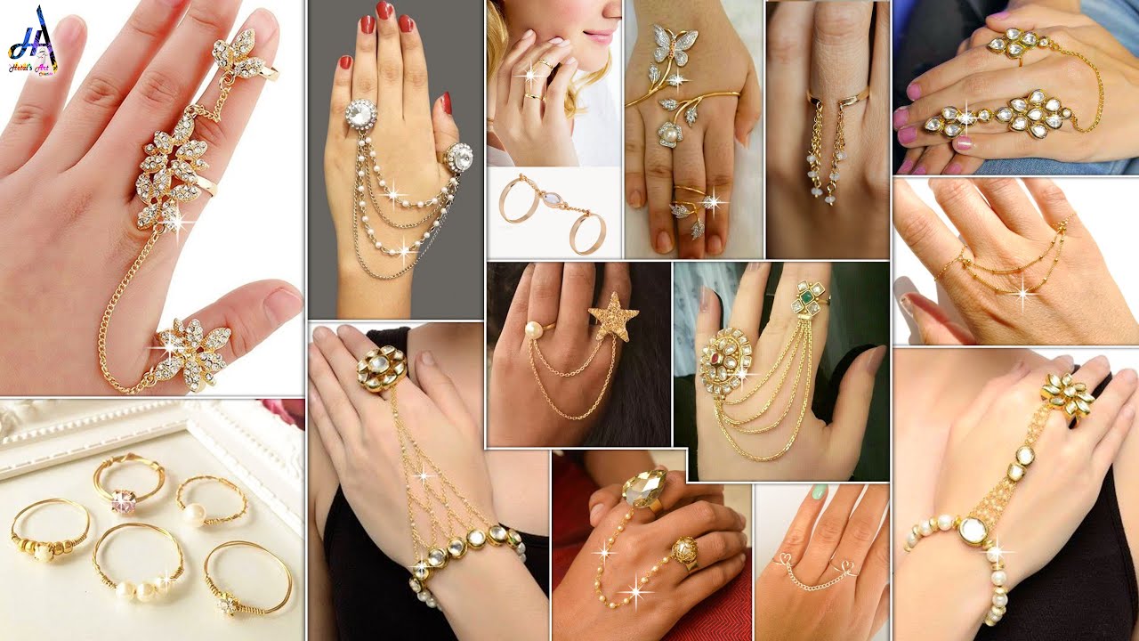 Buy Simple Stone Hand Bracelet with Attached Single Ring Designer Indian  Finger Ring Bracelet for Girls