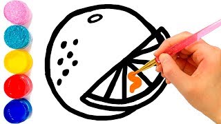 Coloring pages orange fruit and drawing Learn Colors for Kids