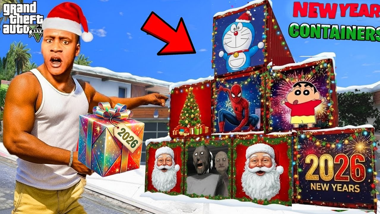 GTA V : Franklin & Shinchan Opening Happy New Year 2026 Special Containers in GTA 5