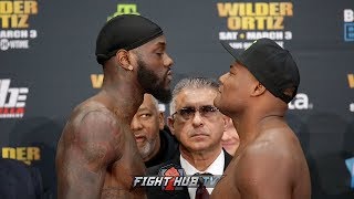 DEONTAY WILDER \& LUIS ORTIZ SHARE STONE COLD STARES DURING FINAL FACE OFF! FULL WEIGH IN VIDEO