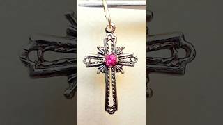 Vintage Gothic Silver Cross Ruby Pendant 2003 🇺🇦🔮 Миниатюрный Серебряный Крест 925 Рубин 2003 |