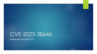 Metabase Pre-auth RCE | CVE-2023-38646 | #0xRobiul