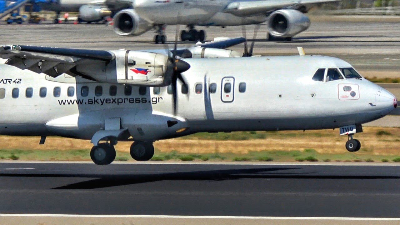 Skyexpress ATR 72 ATR 42 WINDY Landings At Athens Airport ATH Plane skyexpress-atr-72-atr-42-windy-landings-at-athens-airport-ath-plane