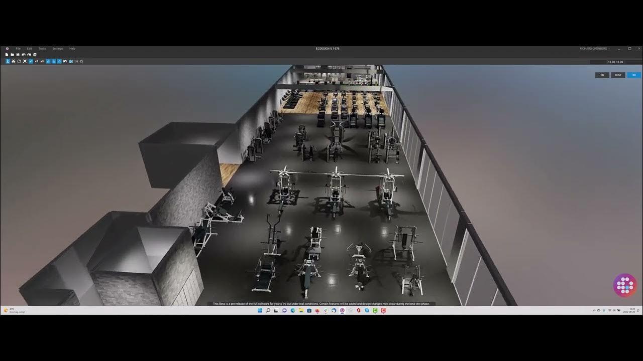 Create the perfect gym design with Ecdesign 3D gym design software