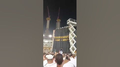 Kaaba adorned in new Kiswa Saturday as Muslim world watches. Traditional change on Muharram 1st.
