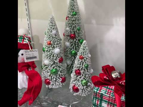 Raz Set of 3 Bottle Brush Trees with Ornaments Christmas Decoration 4215566