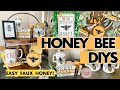 10 High-End Bee & Honey-Themed DIYS | Easy Faux Fake Honey  🐝 Dollar Tree Tiered Tray Decor