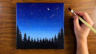 Easy Night Sky Painting for Beginner | Easy Painting Ideas | Painting