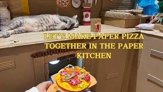 Let's make paper pizza together in the paper kitchen#cardboard #craft #diy #handmade #papercraft