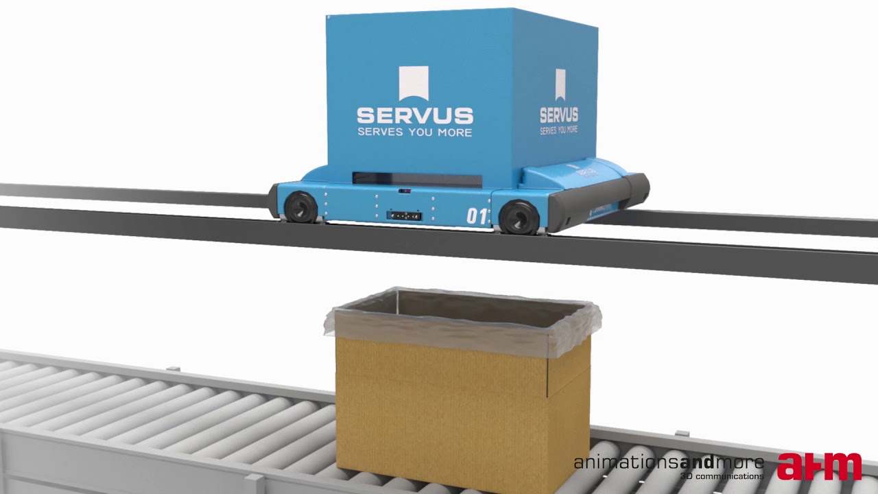 3D Animation "Schüttgut" mit Logistik-Roboter für SERVUS INTRALOGISTIC