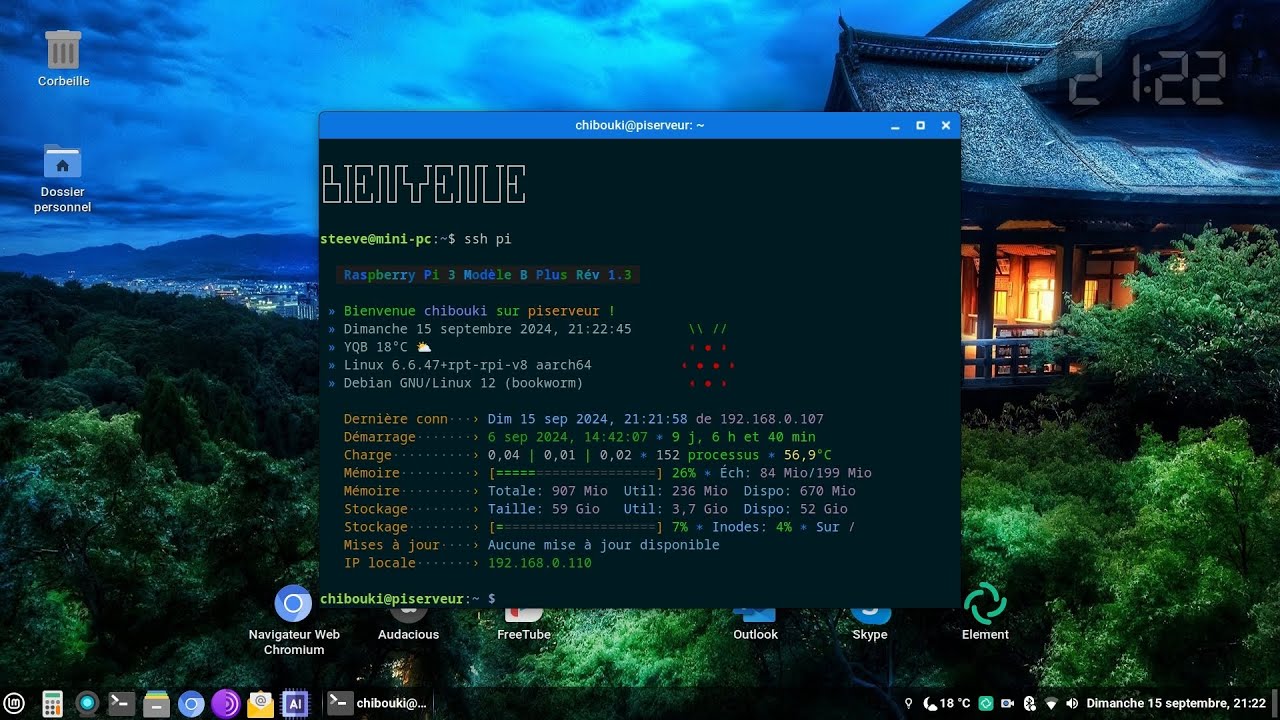 Script MOTD Linux / Raspberry Pi (français) - YouTube