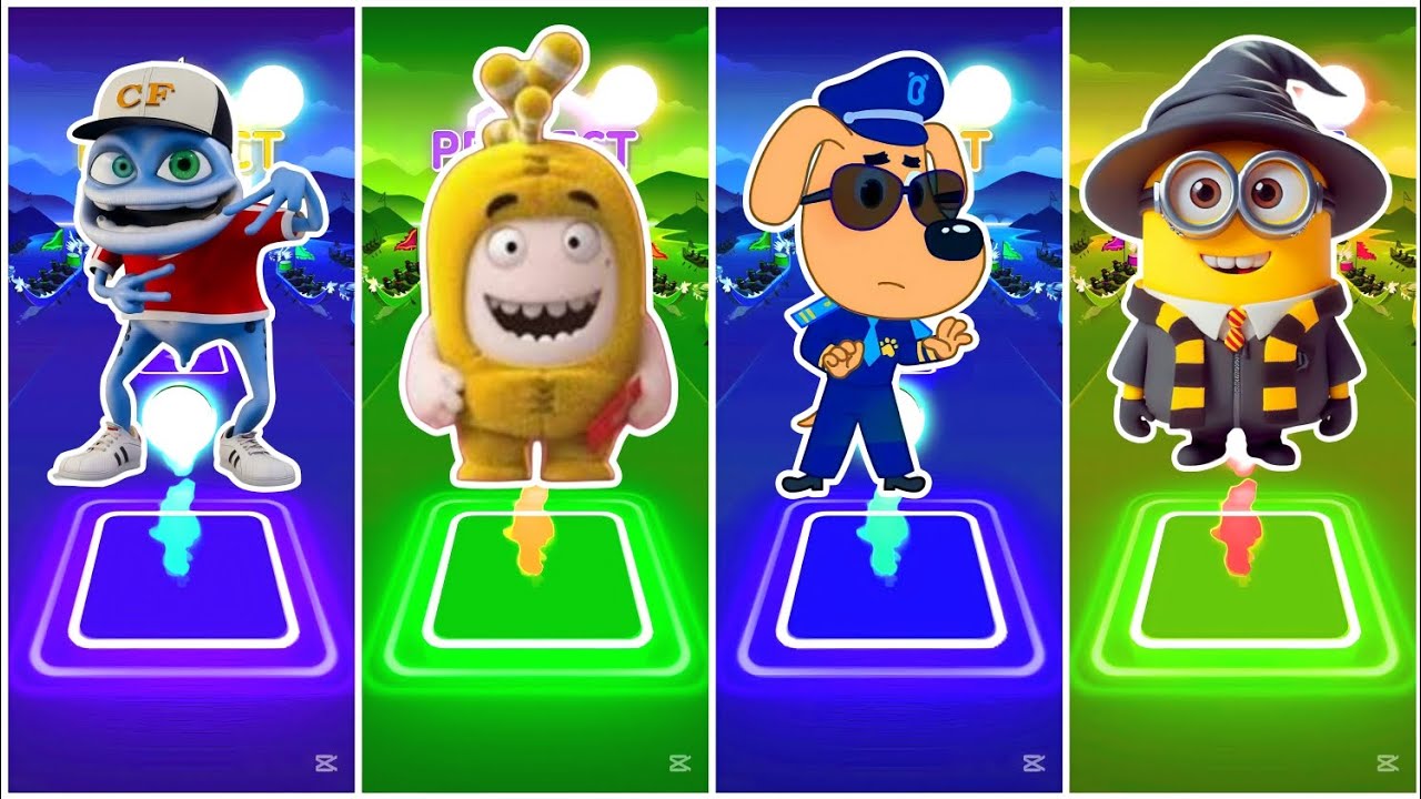 Crazy Frog Vs Oddbods Fuse Vs Sheriff Labrador Vs Minions - Tiles Hop Edm Rush🎶