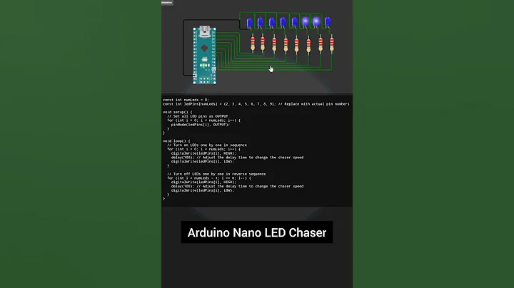 Arduino Nano 8 LED Chaser Using Arduino Programming and IDE