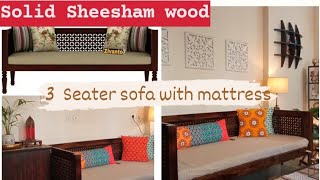 Amazon Solid Sheesham Wood 3 Seater Sofa Cum Couch with Base Cushion || #Furniture #Zivanto