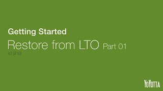 Getting Started - Restore From LTO pt01