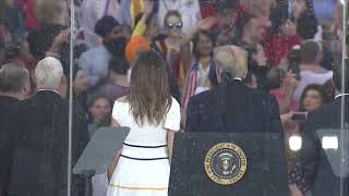 President Trump addresses the crowd at the \\