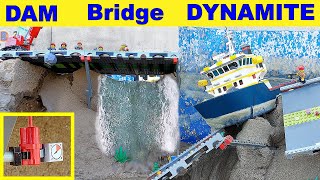 LEGO DAM Breach BRIDGE Demolition with DYNAMITE and Construction Site  Ep 12