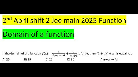 If the domain of the function f(x)=1/√(10+3x-x^2 )+1/√(x+|x|) is (a,b), then (1+a)^2+b^2 is equal to