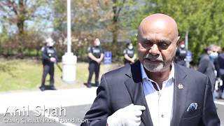 Anil Shah, Chair, CIF at Peel Police HQ for 'Thank you meal' delivery