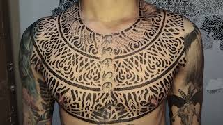 Chest piece geometric tattoo timelapse