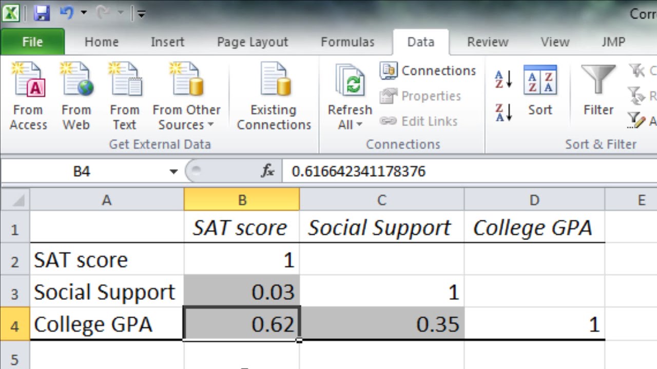 How to Calculate a Correlation Matrix in Excel (Three or