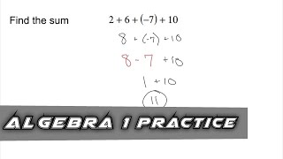 Algebra 1 Practice - Adding Positive and Negative Integers