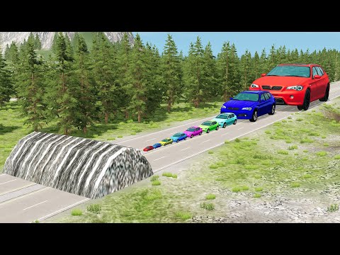 Giant & Small Cars vs Giant Speed Bump – BeamNG.Drive
