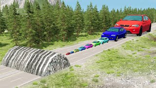 Giant & Small Cars Vs Giant Speed Bump – Beamng.drive