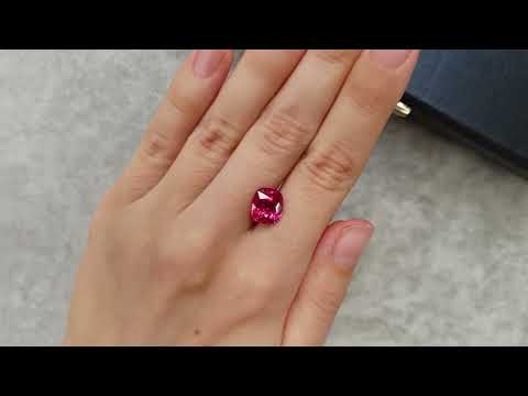 Unique pink-red spinel Mahenge 4.12 carats, GRS brilliancy-type Vibrant, ICA Book Video  № 2