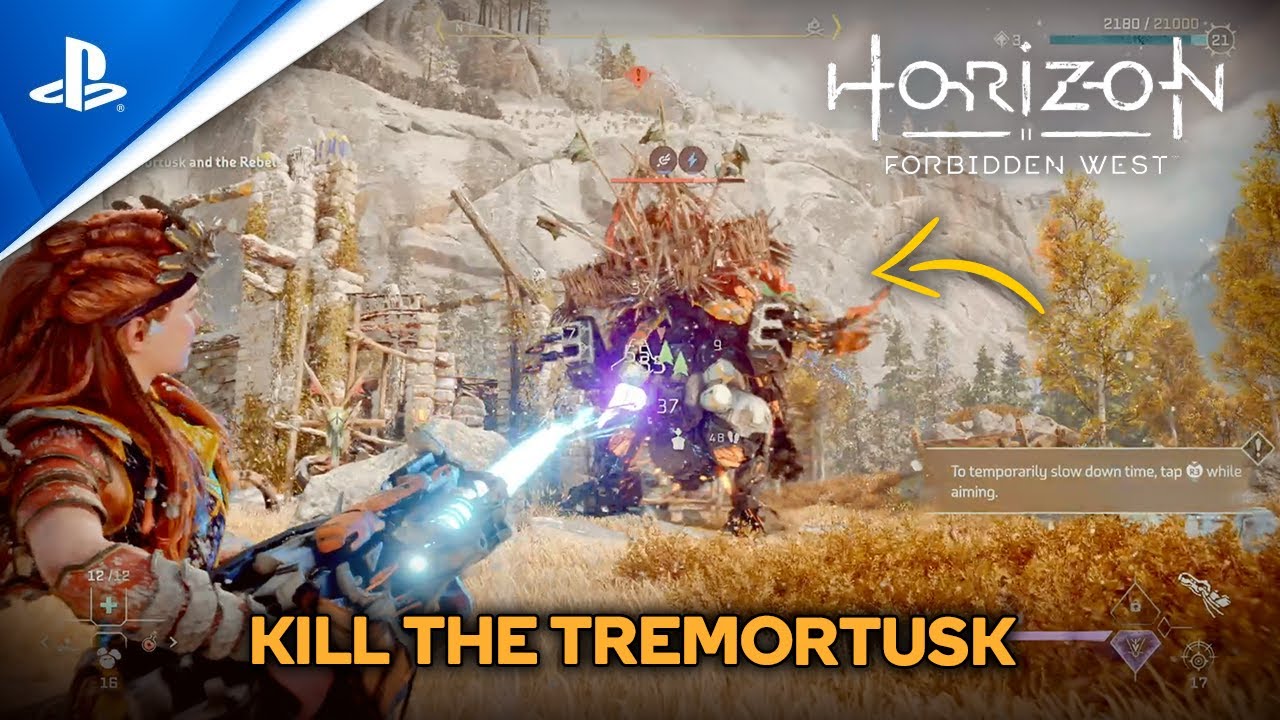 Horizon Forbidden West | The Broken Sky - Kill the Tremortusk and the Rebels