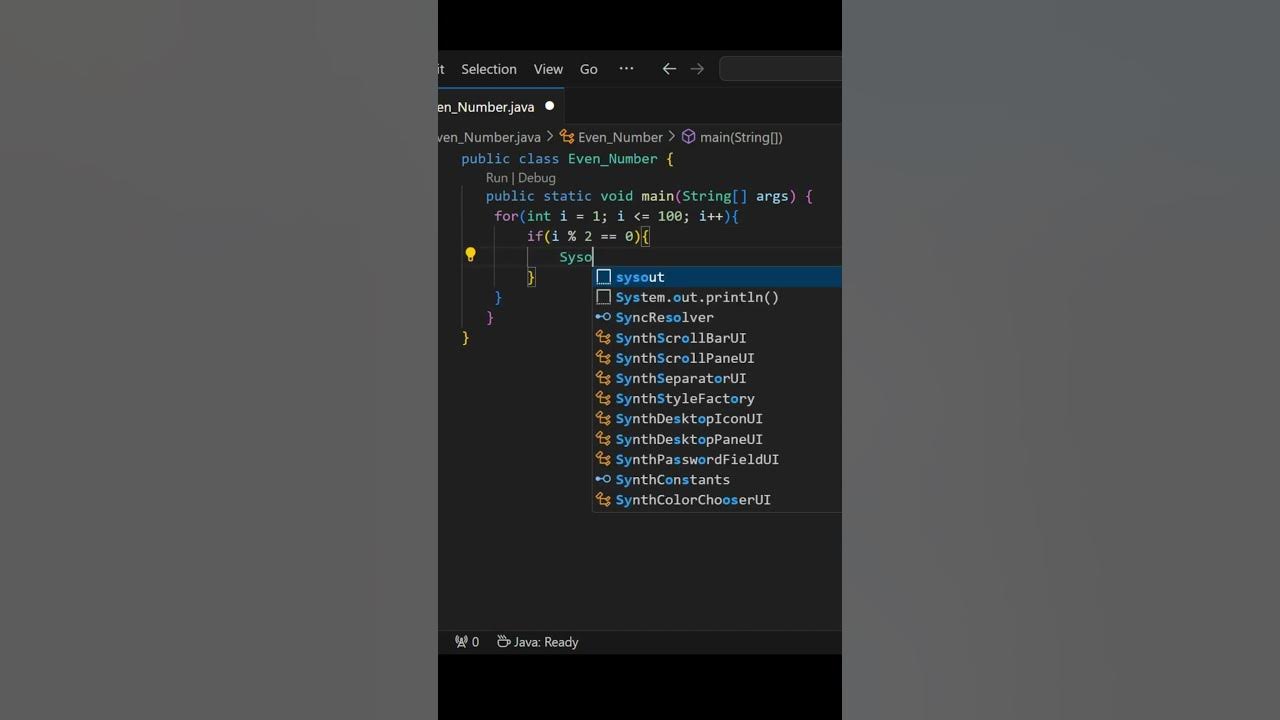 Even numbers 1 to 100 in java number trending java shorts reels 
