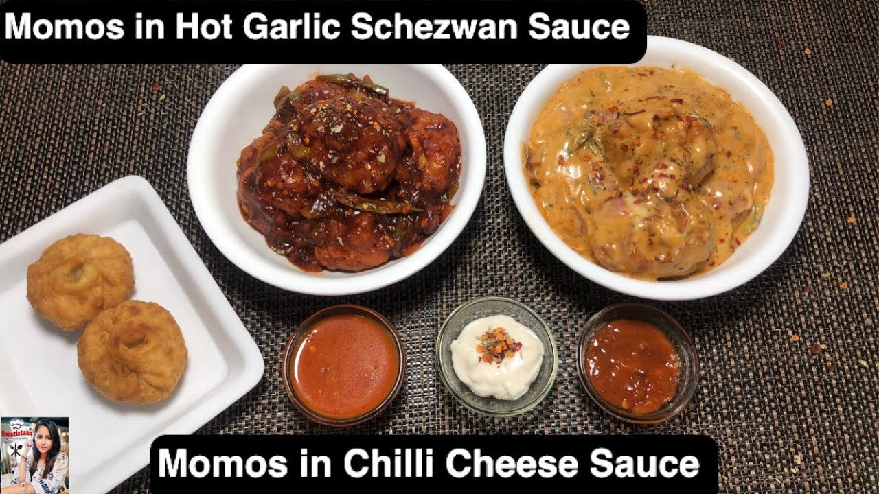 Momos in Hot Garlic Schezwan Sauce | Momos in Chilli Cheese Sauce | Fried Momos Recipe | Swatistaan