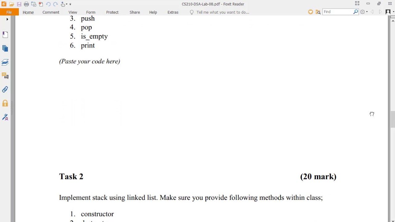 Lab # 8 || Stack || Data Structures and Algorithm || Spring 2020