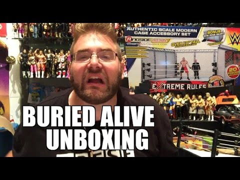 EPIC PROMO: Buried ALIVE challenge ACCEPTED! WWE Steel Cage, Mattel Figures Unboxing - YouTube