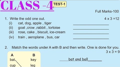 Class-4:ENGLISH:PART-2:Main lesson-4: TEST- 1(All question and answer) :Odia Medium