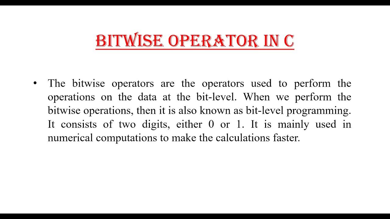 #23 Bitwise Operator in C programming Language | Beginner video ...
