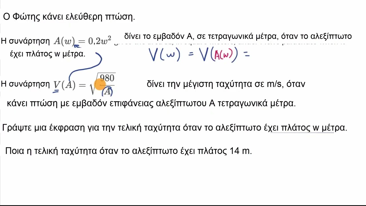 Μοντελοποίηση με σύνθετες συναρτήσεις: ελεύθερη πτώση