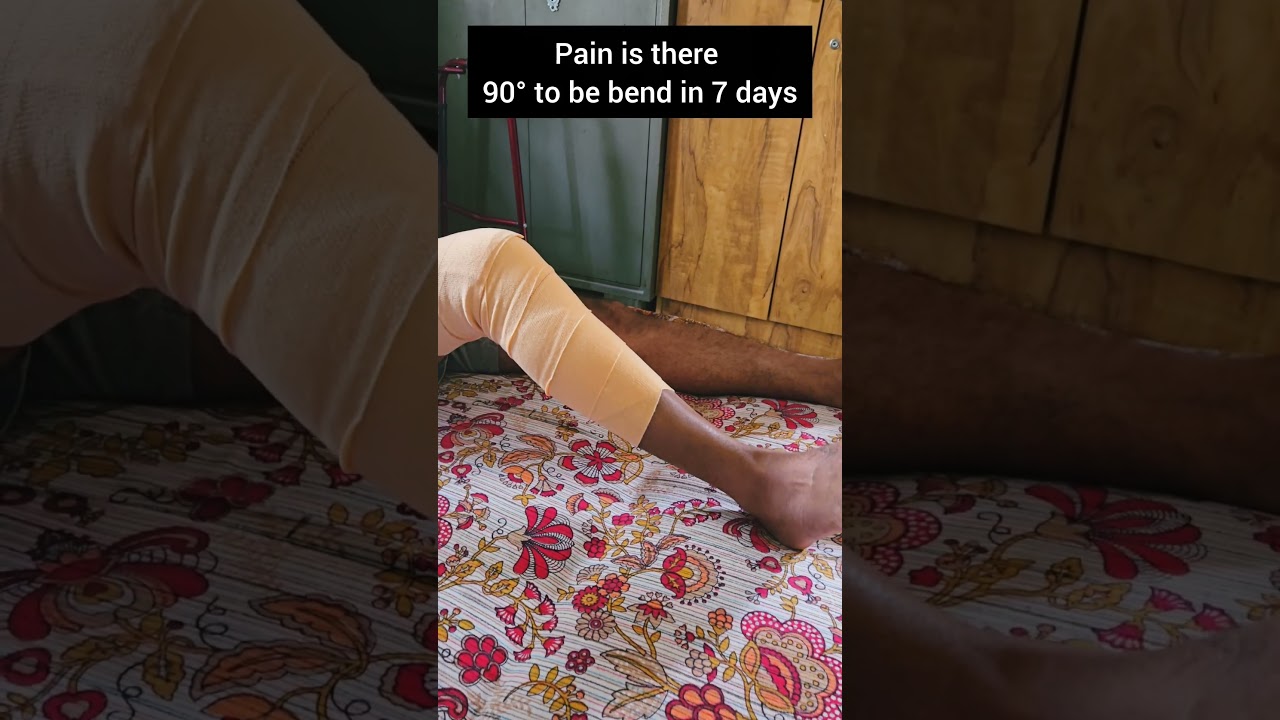 ACL Surgery rehab 4th day bending knee exercise. 90° to be done in 7 th day 