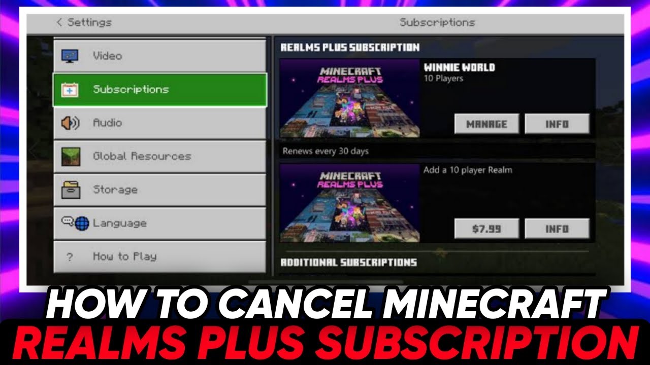 HOW TO CANCEL MINECRAFT REALMS PLUS SUBSCRIPTION 2025 1080P HD YouTube