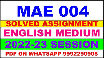 mae 4 solved assignment 2022-23 | mae 4 solved assignment in english 2022-2023 | mae 4 2023