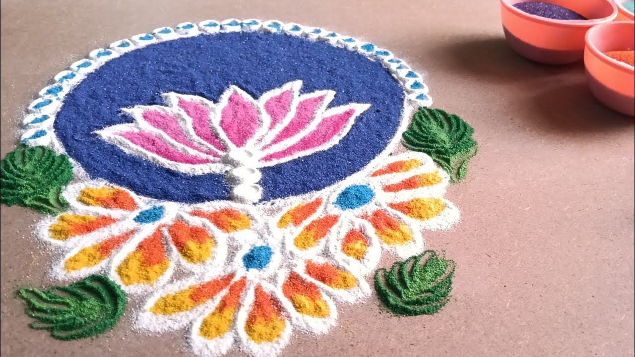 Flower With Circle Rangoli Design.