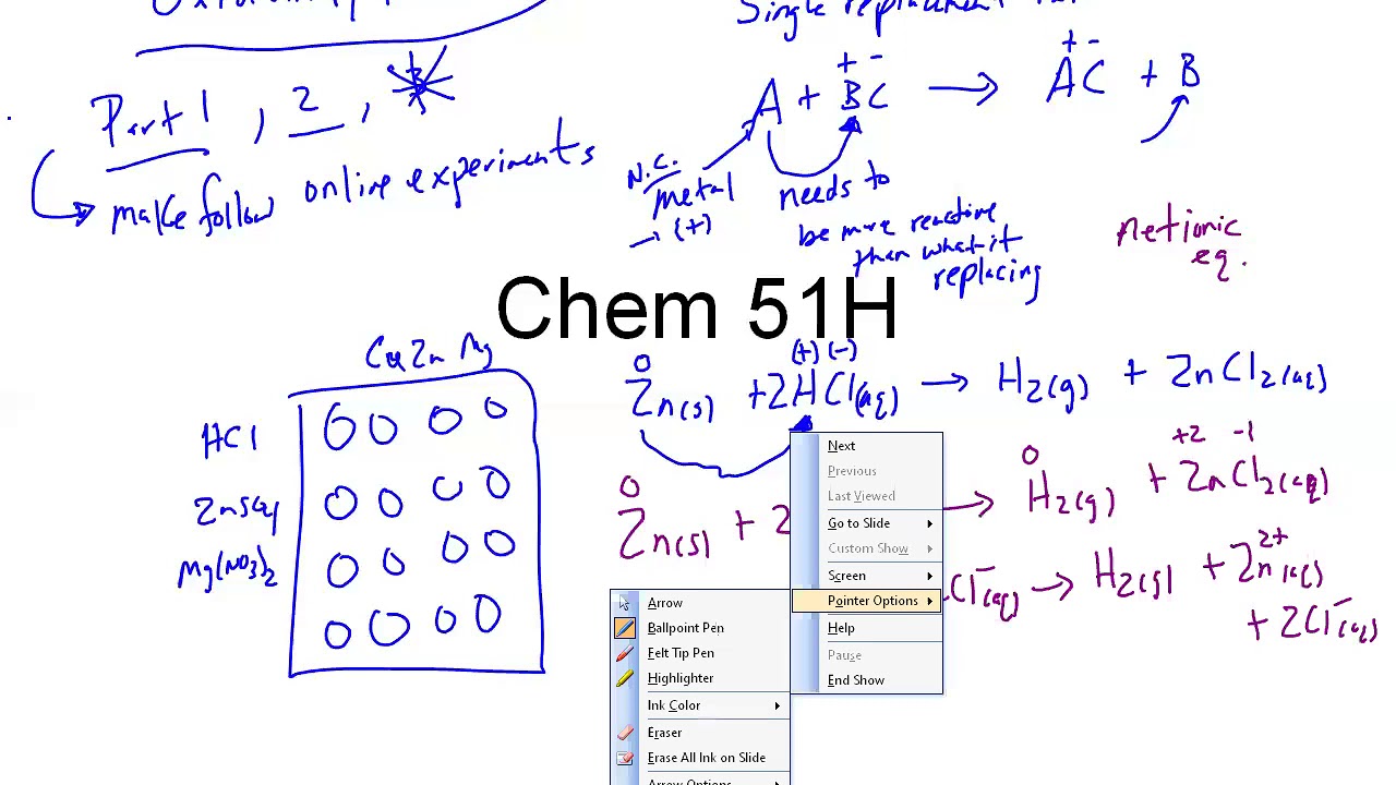 Chem 51H Lab 5/19/20 (We lectured on the electrochemistry experiment) YouTube