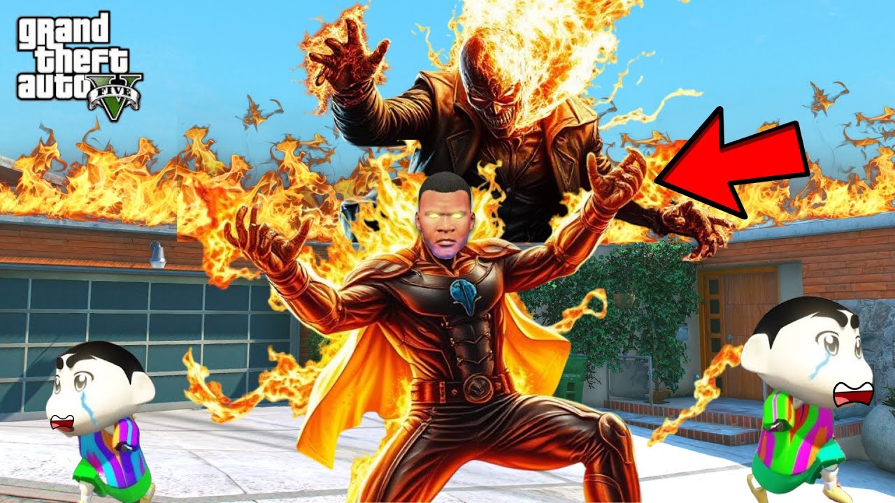 GTA 5 : Franklin & Shinchan Become Ghost Rider in GTA 5!